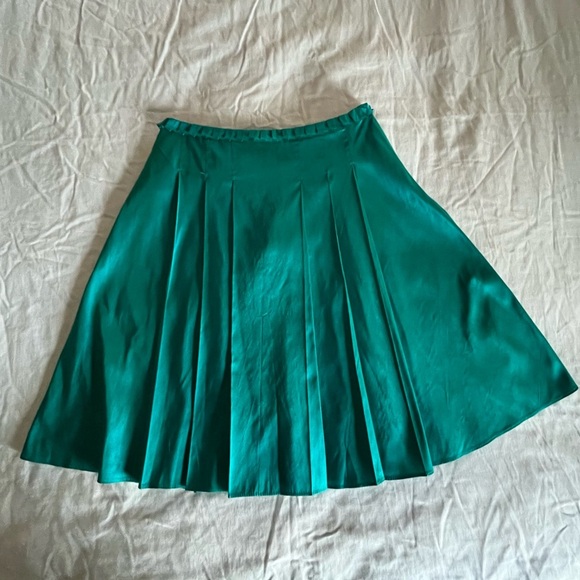 Calypso Christian Celle Silk Teal Pleated Mini Skirt Size XS EUC. - Picture 6 of 13